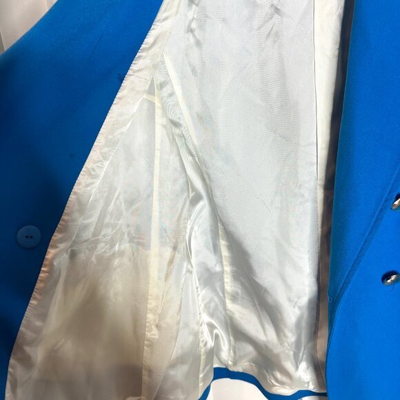 Zara Blue Double-Breasted Gold-Button Blazer Professional Old Money Size XL - Picture 6 of 8